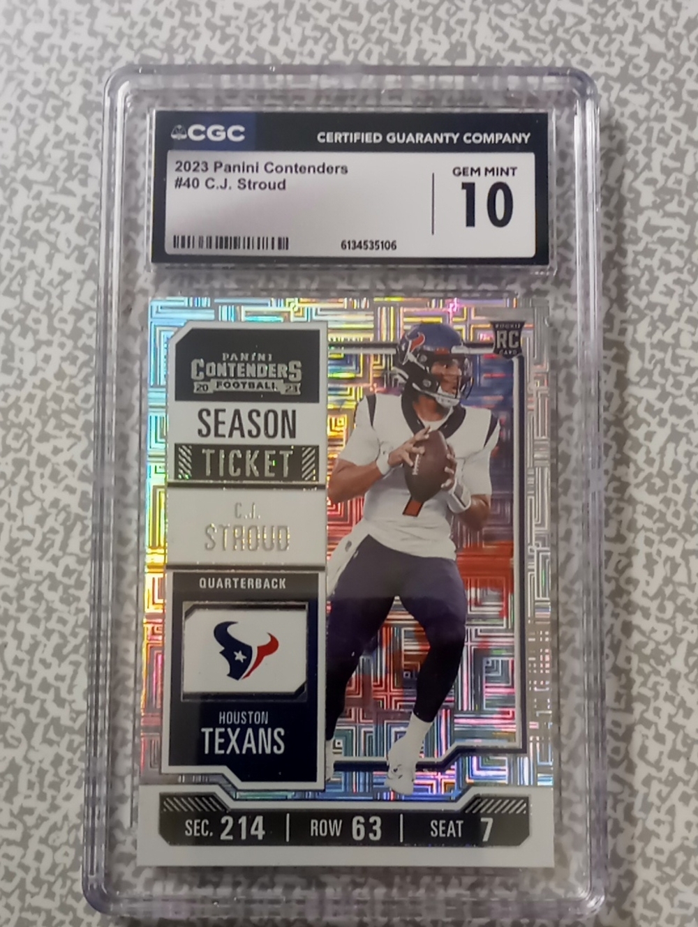 2023 Panini Contenders C.J. Stroud Houston Texans Holo Football Rookie Card